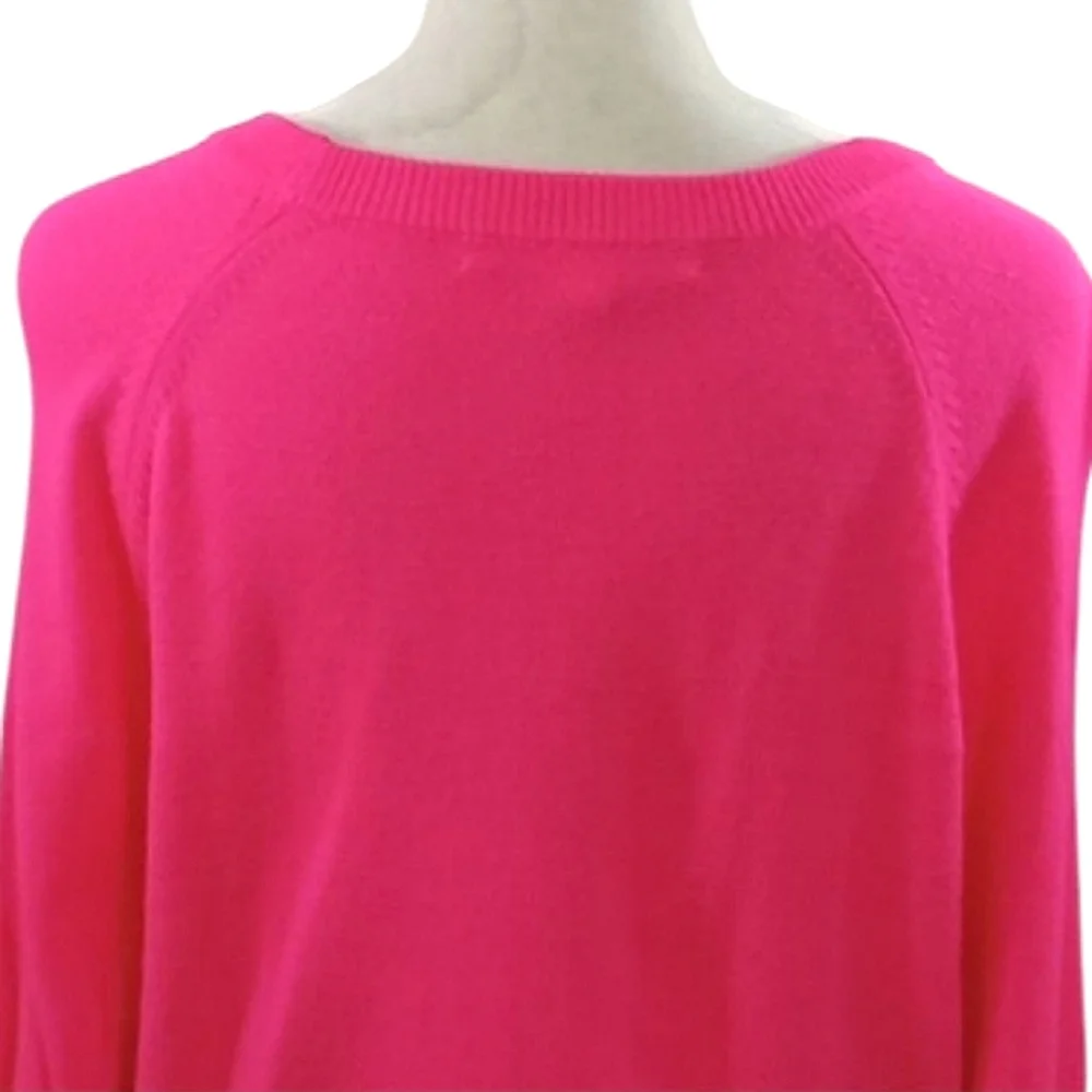 Lilly Pulitzer Alyona Sweater Pink Grenadine Heart Knit Crewneck Balloon Sleeve